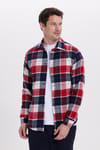 Erkek Slim Fit Dar Kesim Kareli Kışlık Oduncu Gömlek