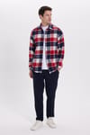 Erkek Slim Fit Dar Kesim Kareli Kışlık Oduncu Gömlek