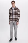 Erkek Slim Fit Dar Kesim Kareli Kışlık Oduncu Gömlek
