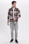 Erkek Slim Fit Dar Kesim Kareli Kışlık Oduncu Gömlek