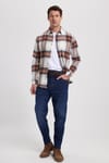 Erkek Slim Fit Dar Kesim Kareli Kışlık Oduncu Gömlek