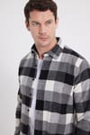 Erkek Slim Fit Dar Kesim Kareli Kışlık Oduncu Gömlek