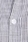 Erkek Slim Fit Dar Kesim %100 Pamuk Düğmeli Yaka Çizgili Uzun Kollu Cepli Keten Siyah-Beyaz Gömlek