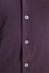 Erkek Slim Fit Dar Kesim %100 Pamuk Düğmeli Yaka Flam Keten Mor Gömlek