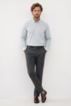 Erkek Slim Fit Dar Kesim Uzun Kollu %100 Pamuk Keten Efektli Düğmeli Yaka Rahat Gömlek