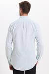 Erkek Slim Fit Dar Kesim Uzun Kollu %100 Pamuk Keten Efektli Düğmeli Yaka Rahat Yeşil Gömlek