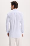 Erkek Slim Fit Dar Kesim Uzun Kollu %100 Pamuk Keten Efektli Düğmeli Yaka Rahat Mavi Gömlek