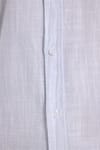 Erkek Slim Fit Dar Kesim Uzun Kollu %100 Pamuk Keten Efektli Düğmeli Yaka Rahat Mavi Gömlek