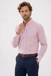 Erkek Slim Fit Dar Kesim Uzun Kollu %100 Pamuk Keten Efektli Düğmeli Yaka Rahat Gömlek
