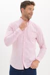 Erkek Slim Fit Dar Kesim Uzun Kollu %100 Pamuk Keten Efektli Düğmeli Yaka Rahat Kırmızı Gömlek