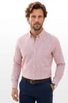 Erkek Slim Fit Dar Kesim Uzun Kollu %100 Pamuk Keten Efektli Düğmeli Yaka Rahat Gömlek