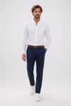 Erkek Slim Fit Dar Kesim Uzun Kollu %100 Pamuk Keten Efektli Düğmeli Yaka Rahat Gömlek