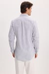 Erkek Slim Fit Dar Kesim Uzun Kollu %100 Pamuk Keten Efektli Düğmeli Yaka Rahat Gri Gömlek