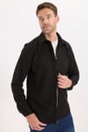 Erkek Slim Fit Dar Kesim Uzun Kollu Dokulu Kışlık Kahverengi Gömlek