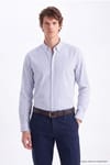 Erkek Slim Fit Dar Kesim Çizgili Düğmeli Yaka Gömlek