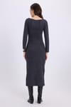 Kadın Slim Fit Dar Kesim Bisiklet Yaka Antrasit Elbise
