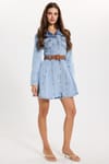 KADIN VOLANLI KEMERLİ 3418 DENIM ELBİSE