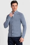 Slim Fit Dar Kesim Kendinden Desenli Düğmeli Kalın Erkek Hırka
