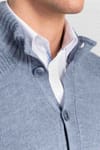 Slim Fit Dar Kesim Kendinden Desenli Düğmeli Kalın Erkek Hırka