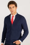 Slim Fit Dar Kesim Kendinden Desenli Erkek Hırka