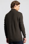 Slim Fit Dar Kesim Kendinden Desenli Erkek Hırka