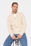Slim Fit Desenli Dik Yaka  Fermuarlı Erkek Hırka
