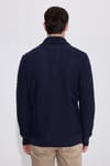 Slim Fit Dar Kesim Desenli Yumuşak Dokulu Düğmeli Lacivert Erkek Hırka