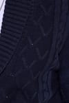 Slim Fit Dar Kesim Desenli Yumuşak Dokulu Düğmeli Lacivert Erkek Hırka