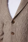 Slim Fit Dar Kesim Desenli Yumuşak Dokulu Düğmeli Kahverengi Erkek Hırka