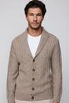 Slim Fit Dar Kesim Desenli Yumuşak Dokulu Düğmeli Kahverengi Erkek Hırka