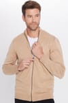 Erkek Slim Fit Dar Kesim Dik Yaka Fermuarlı Düz Hırka