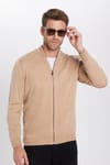 Erkek Slim Fit Dar Kesim Dik Yaka Fermuarlı Düz Hırka