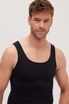 Erkek Süper Slim Fit Extra Dar Kesim Lastikli Siyah Atlet Korse