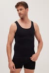 Erkek Süper Slim Fit Extra Dar Kesim Lastikli Siyah Atlet Korse