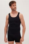 Erkek Süper Slim Fit Extra Dar Kesim Lastikli Siyah Atlet Korse