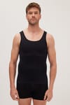 Erkek Süper Slim Fit Extra Dar Kesim Lastikli Siyah Atlet Korse
