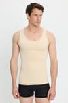 Erkek Süper Slim Fit Extra Dar Kesim Lastikli Siyah Atlet Korse