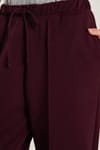 Kadın Modal Kumaş Relax Fit Beli Lastikli Bağlamalı Bordo Pantolon