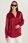 Kadın Slim Fit Dar Kesim Bordo Gömlek