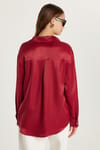 Kadın Slim Fit Dar Kesim Bordo Gömlek