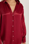 Kadın Slim Fit Dar Kesim Bordo Gömlek