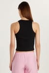 Kadın Slim Fit Halter Yaka Modal Kumaş Siyah Atlet