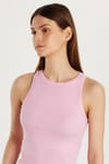 Kadın Slim Fit Halter Yaka Modal Kumaş Pembe Atlet