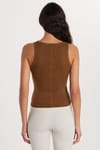 Kadın Slim Fit Dar Kesim Kalın Askılı Fitilli Görünümlü Basic Kahverengi Atlet