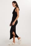 Kadın Slim Fit Dar Kesim Sıfır Kol Bisiklet Yaka Siyah Elbise