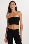 Kadın Slim Fit Dar Kesim Straplez Siyah Body