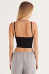 Kadın Slim Fit Dar Kesim İnce Askılı U Yaka Siyah Crop Atlet