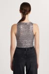Kadın Slim Fit Dar Kesim Sıfır Kol Payetli Halter Yaka Gri Bluz