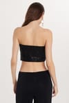 Kadın Slim Fit Dar Kesim Straplez Payetli Siyah Bluz