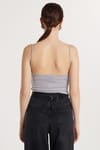 Kadın Slim Fit Dar Kesim İnce Askılı Gri Bluz